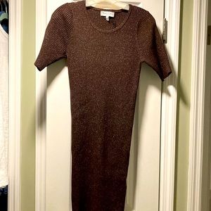 ⭐️⭐️ MICHAEL STARS MAE SCOOP NECK RIBBED SHIMMER DRESS NWT L/P
